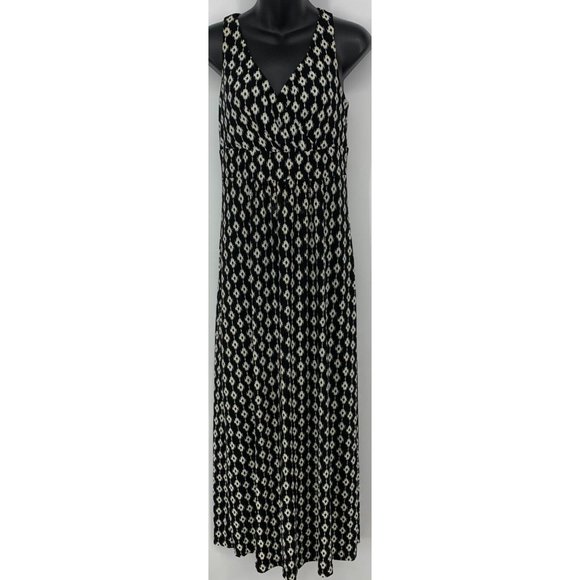 Ralph Lauren Women Dress Size 6 Black White Maxi V-Neck Wrap Sleeveless Shift - Picture 1 of 6